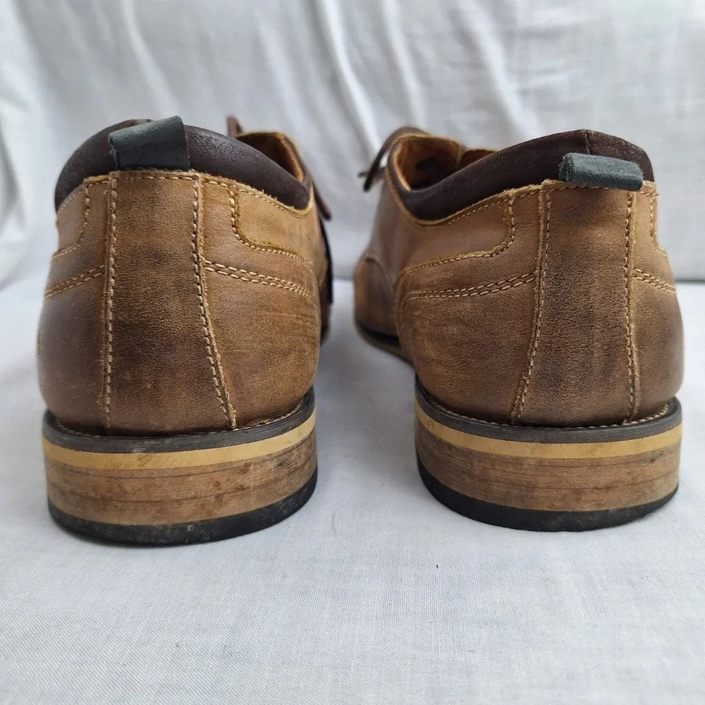 Leather Dress Shoes Steve Madden Tan 12 Jamyson Cap Toe Oxford Mens Brown Rugged